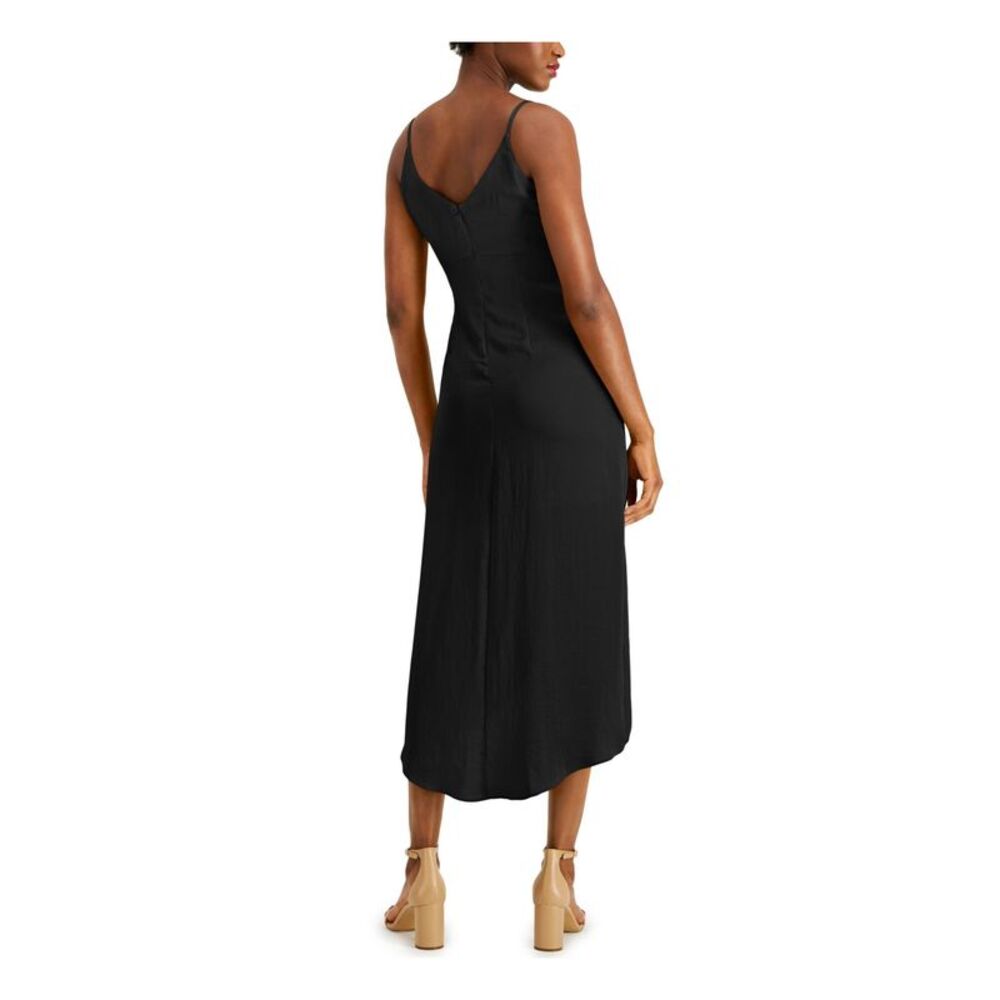 BAR III DRESSES Womens Black Spaghetti Strap V Neck Midi Hi-Lo Dress L - Picture 2 of 4